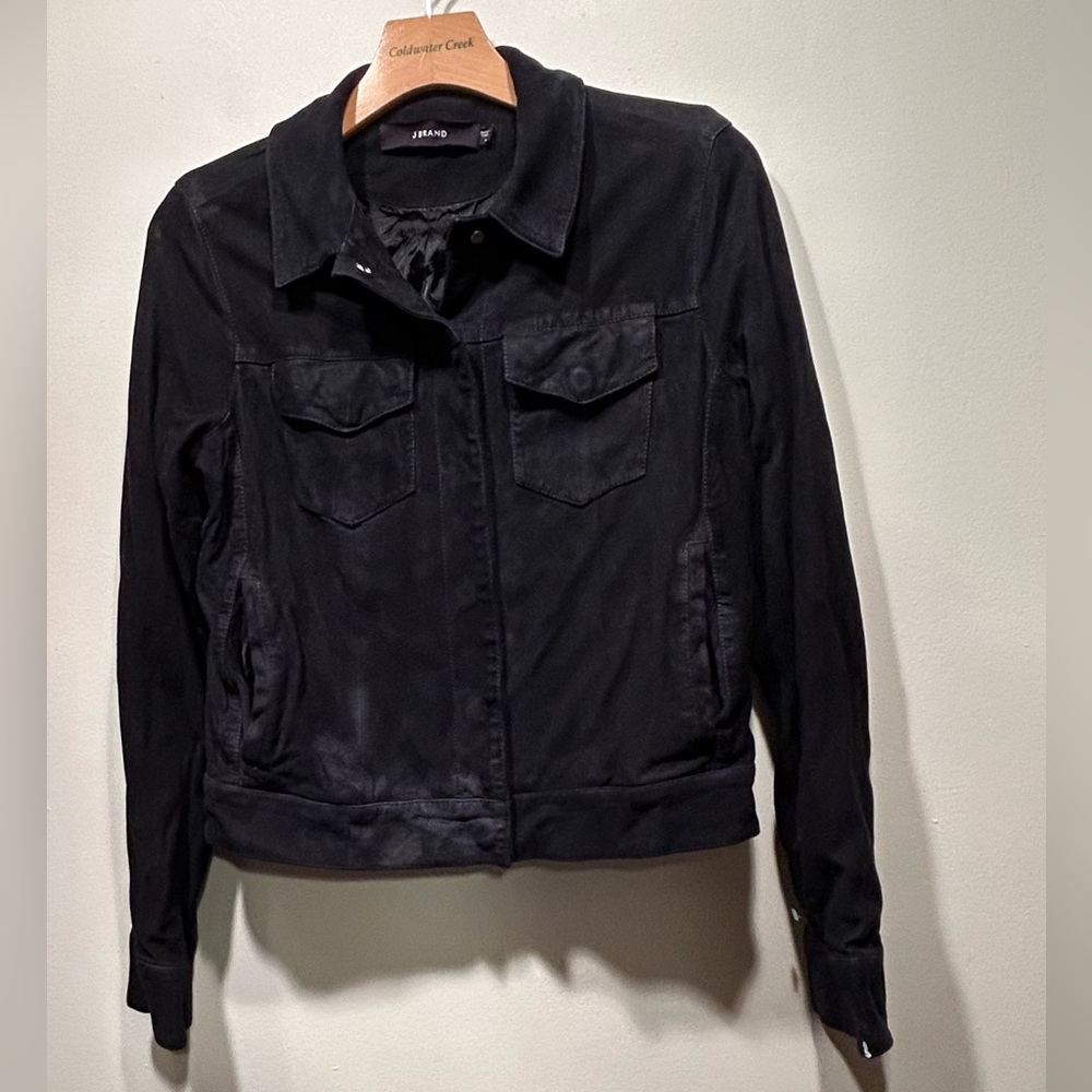 J. Brand Black Suede Leather Jean Style Jacket Coat Size M 8 10